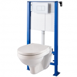 Pack WC suspendu Lagon, en porcelaine vitrifiée avec abattant +  bâti-support universel, GoodHome