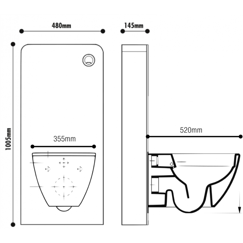 Pack WC suspendu mural en verre noir + cuvette suspendue carénée slim