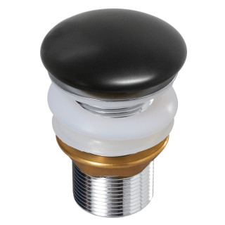 Bonde de vidage pour lavabo et vasque sans trop plein - Clic clac - Dôme céramique noir satin