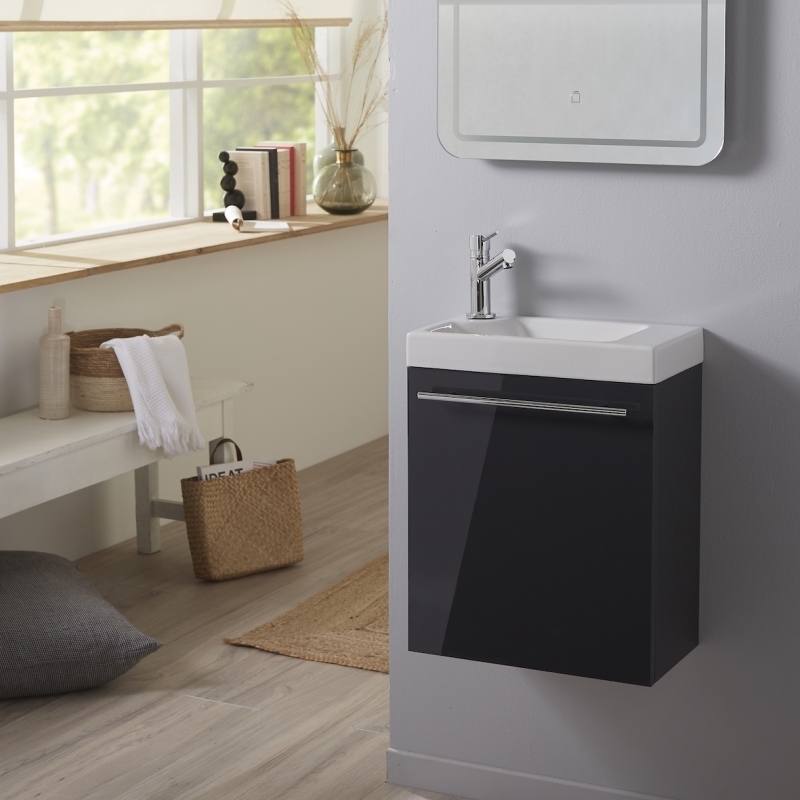 Vente Meuble Lave-Mains Complet Couleur Chêne Avec Mitigeur Pour WC