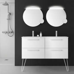 Meuble de salle de bain 120 cm double vasque de couleur blanc à suspendre - So matt