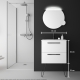 Meuble salle de bain 60 cm blanc à suspendre simple vasque avec poignets et pieds noirs - So matt