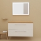 Meuble de salle de bain 100 cm couleur blanc avec plan chêne pour vasque à poser - So matt