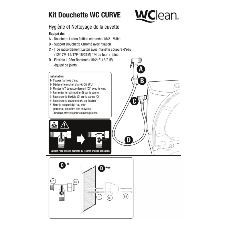 Douchette WC à impulsion pour hygiène intime en ABS