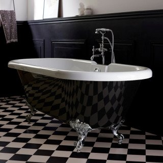Baignoire îlot Charly noire avec pieds patte d'aigle chrome