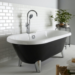 BAIGNOIRE CHARLESTON NOIRE + PIEDS BLOC CHROME