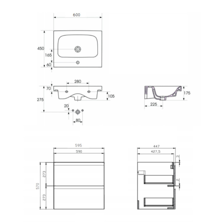 MEUBLE DE SALLE DE BAIN 60 CM BLANC MINIMAL