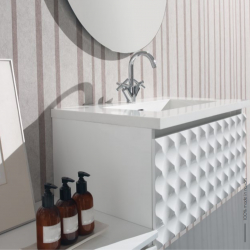 MEUBLE DE SALLE DE BAIN CAPITON 99 CM BLANC + COMPLEMENT + PV