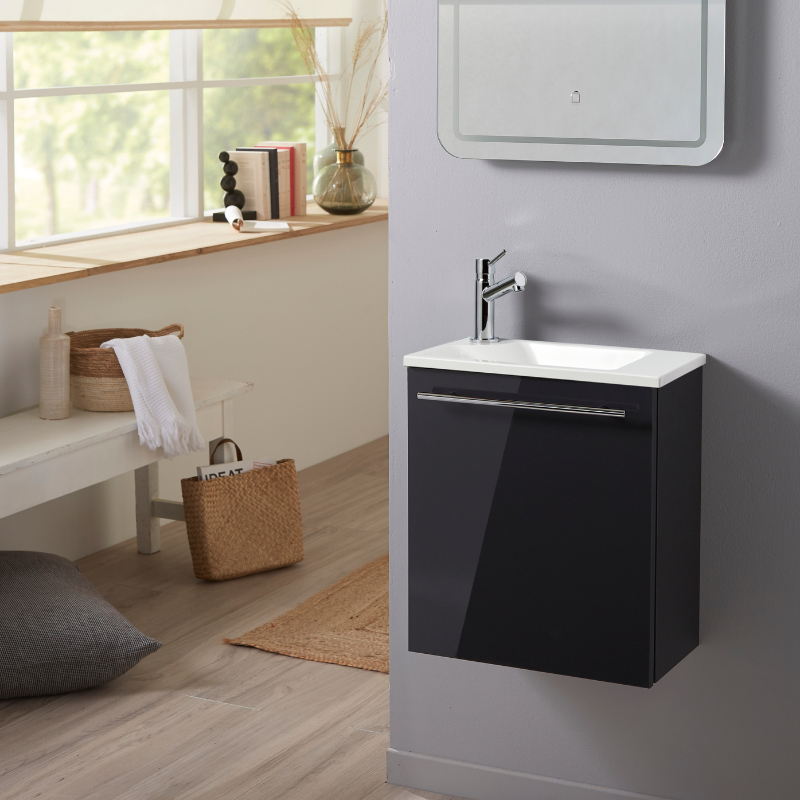 Vente meuble lave-mains gris anthracite design avec robinet eau froide