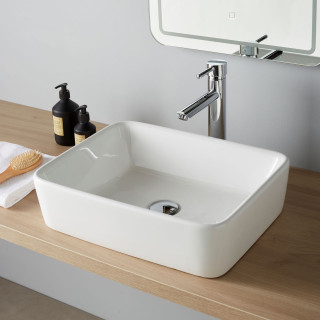 Vasque à poser Rectangle 48x37.5 cm Céramique Blanche Durable