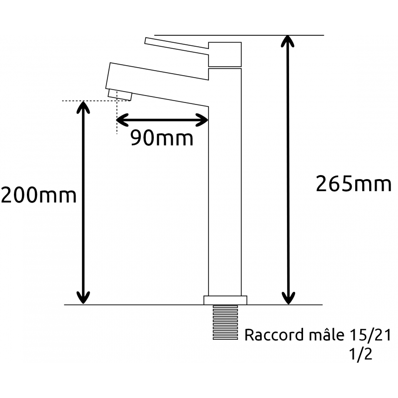 Robinet de Lave Mains Haut (Eau Froide Uniquement) - Mâle 15x21 NOYON &  THIEBAULT