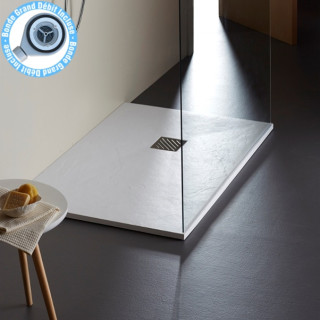 Receveur de douche extra plat 70x120 en Solid stone texture ardoisée blanc