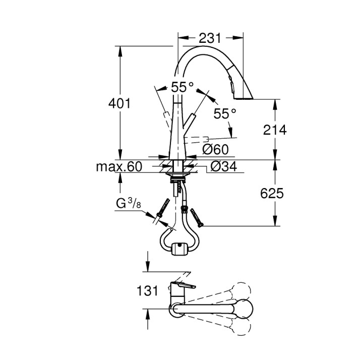 Mitigeur monocommande evier Zedra - Grohe