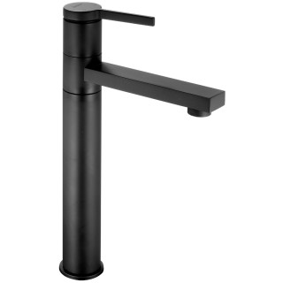 Mitigeur lavabo haut noir mat avec bonde H 29 cm - Tiki