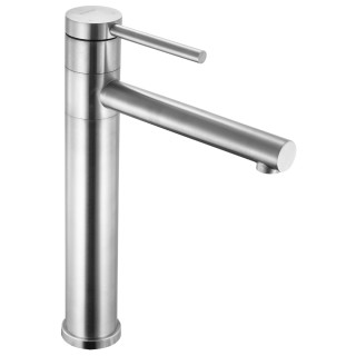 Mitigeur lavabo haut inox brossé avec bonde H 29 cm - Kardif