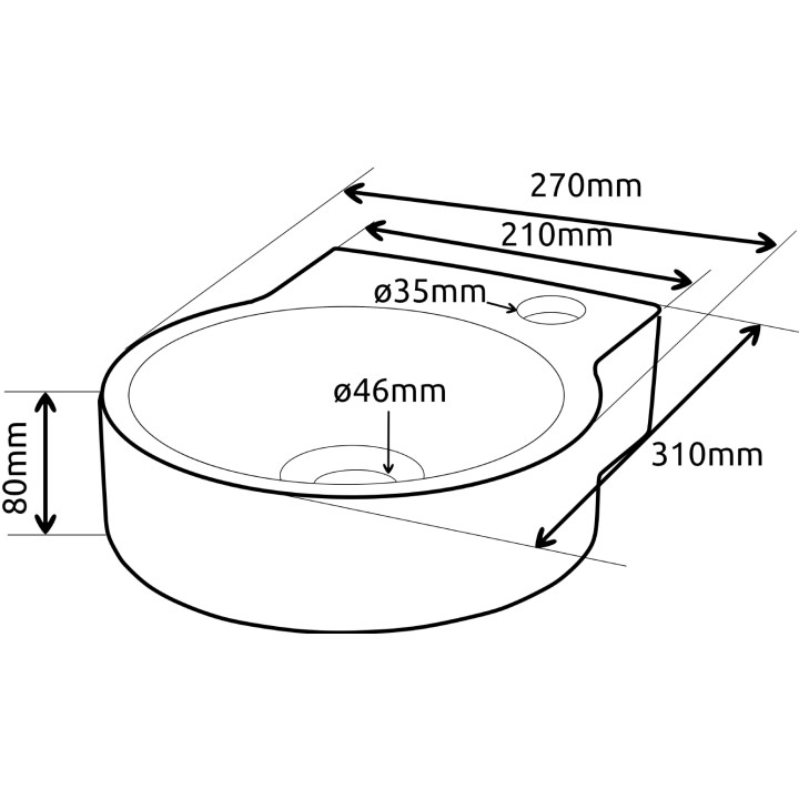 Lave-mains rond en porcelaine de qualité 161023
