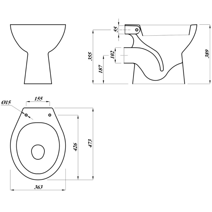 Cuvette WC à alimentation indépendante sortie horizontale Atlas