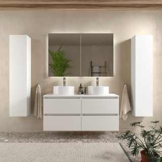 MEUBLE A SUSPENDRE + VASQUE A POSER KARAIB 120 CM BLANC MAT