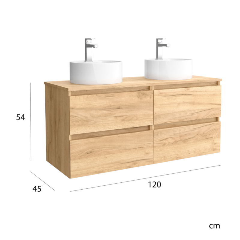 MEUBLE DE SALLE DE BAIN 120 CM EN CHÊNE WELL SUSPENDU