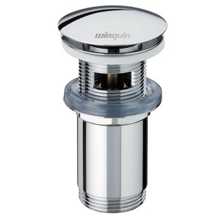 Bonde de vidage pour lavabo et vasque avec trop plein - Quick clac  - Dôme laiton chromé - 30723390