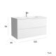 Meuble salle de bain - 100 cm - avec plan vasque - Blanc mat - A suspendre - TANIDA