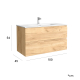 Meuble salle de bain - 100 cm - avec plan vasque - Effet chêne brut - A suspendre - TANIDA
