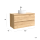Meuble salle de bain - 100 cm - avec vasque à poser - effet chêne brut - A suspendre - KARAIB