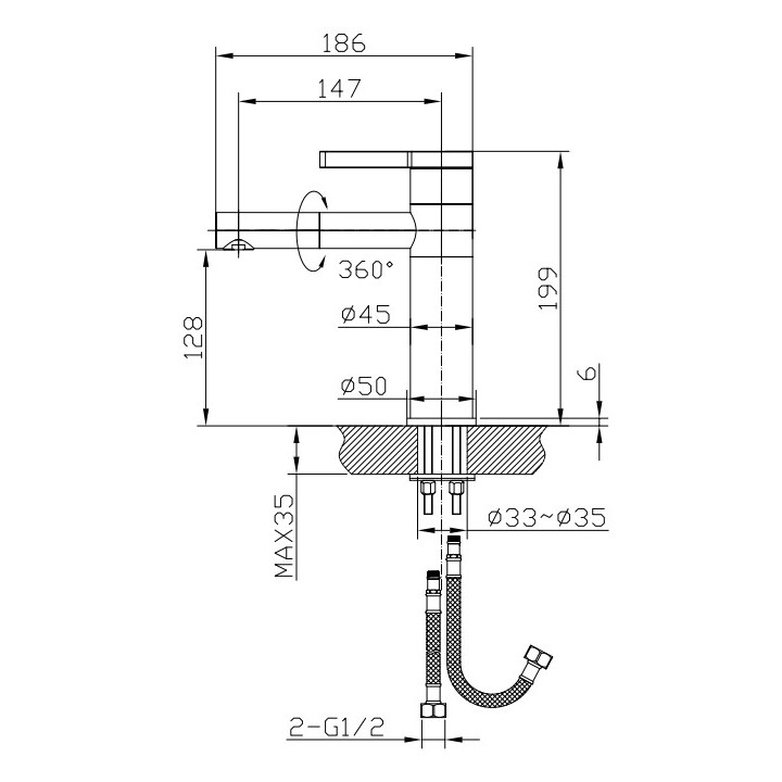 MITIGEUR LAVABO ULTRATE NOIR