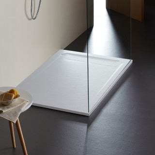 Receveur de douche extra-plat L.80 x l.140 cm Solid stone coloris blanc - Belize