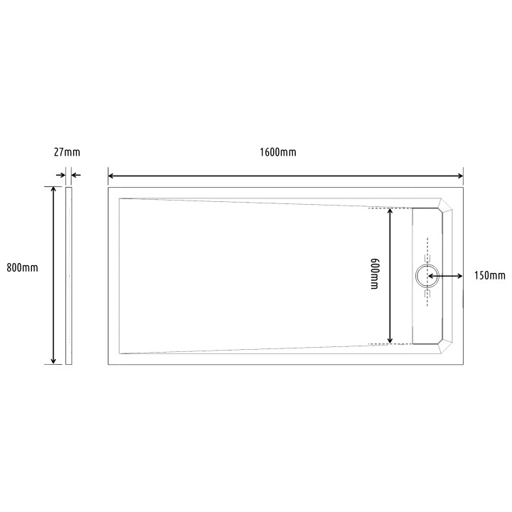 Receveur de douche extra-plat L.80 x l.160 cm Solid stone coloris blanc - Belize