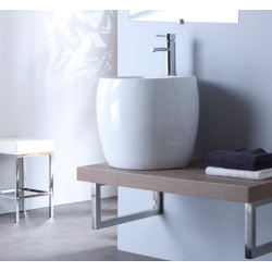 Mini lavabo totem à poser en céramique blanche