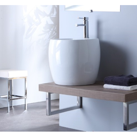 Mini lavabo totem à poser en céramique blanche