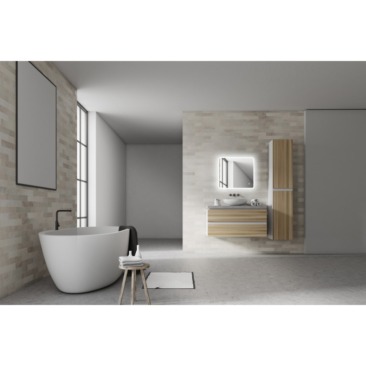 MIROIR DE SALLE DE BAIN AVEC ÉCLAIRAGE LED M - RENZO 80