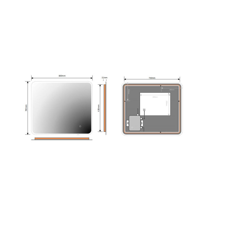 MIROIR DE SALLE DE BAIN AVEC ÉCLAIRAGE LED M - RENZO 80