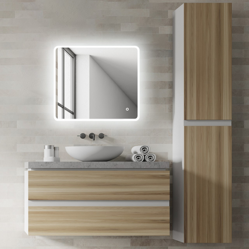 Miroir LED Lumineux 80x50 cm de Salle de Bain Mural avec éclairage