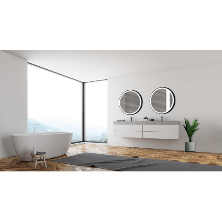 MIROIR LED ROND SWAN BLACK DIAM 90CM
