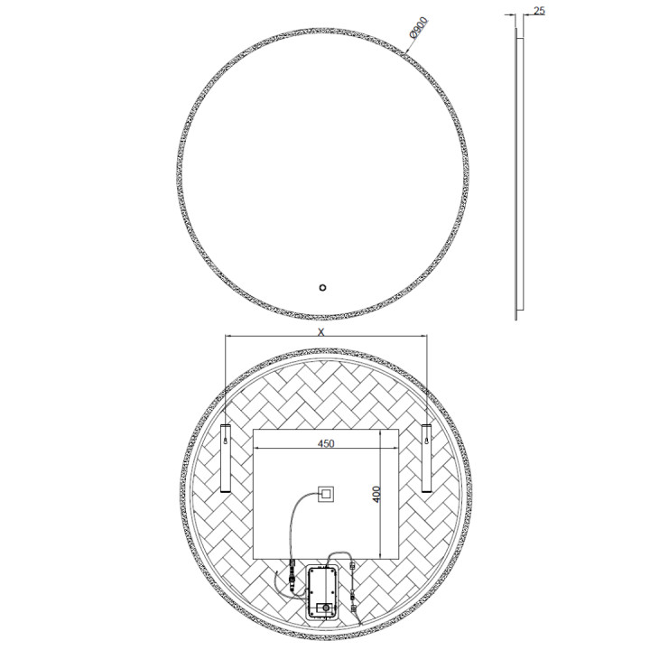 MIROIR DE SALLE DE BAIN ROND AVEC LED L - RENZO 90 CM