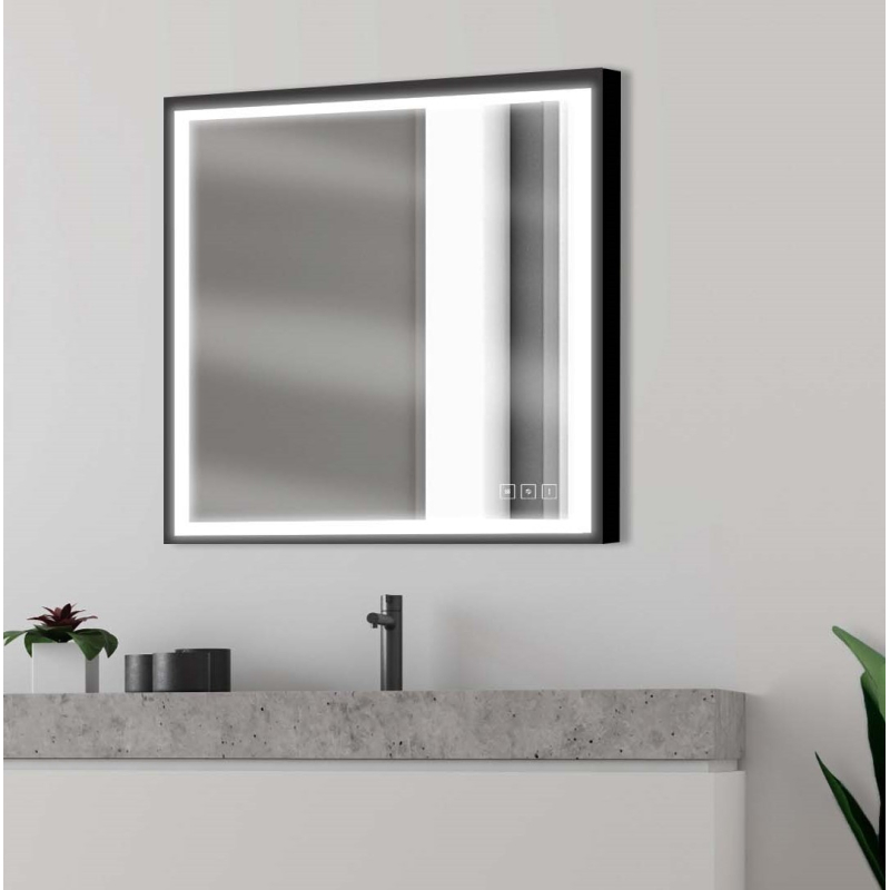 Miroir salle de bain LED ELEGANCE 80 cm x 80 cm - avec