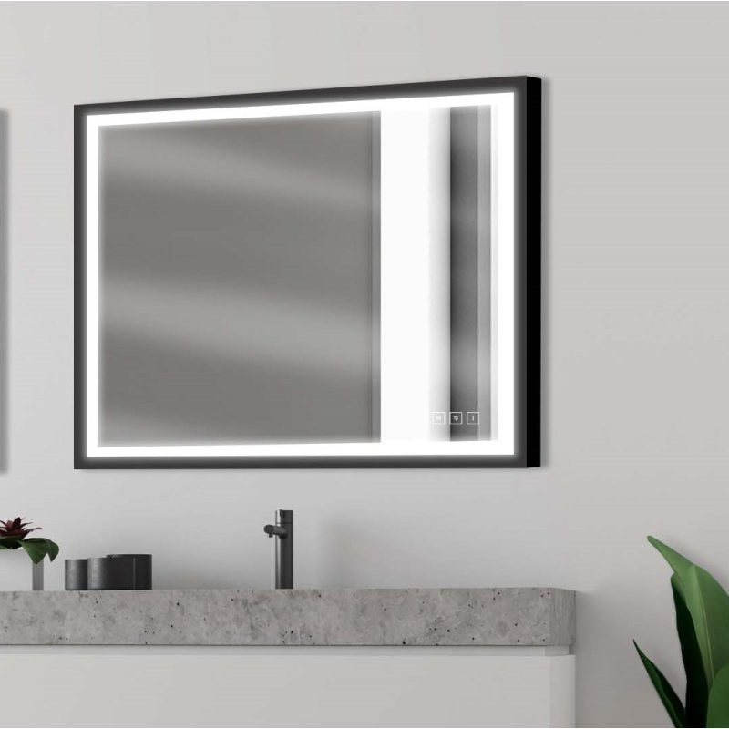 Miroirs Rectangulaires LED pour Salle de bains - 90x75cm - SWANN BLACK