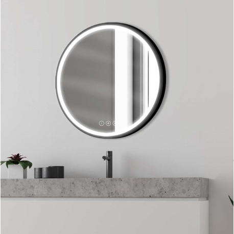 MIROIR LED ROND SWAN BLACK DIAM 60CM