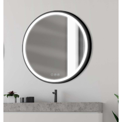 Miroir de salle de bain lumineux rectangulaire 120 cm - Noir- planetebain