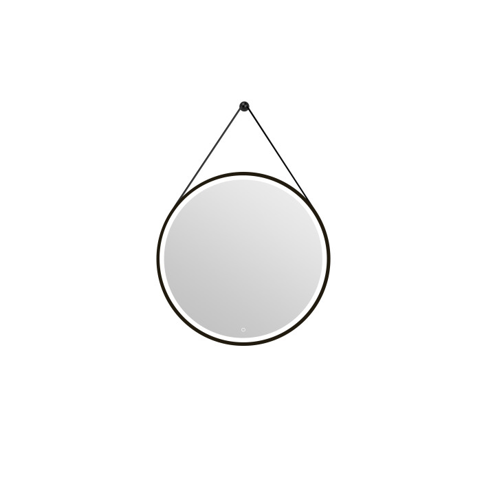MIROIR SALLE DE BAIN ROND AVEC SANGLE - 75 CM - AVEC LED - BARBER BLACK