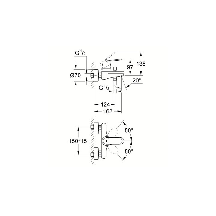 Mitigeur Bain-Douche Eurosmart Cosmopolitan Grohe