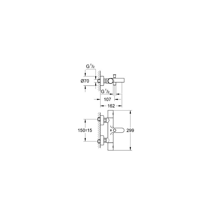 Mitigeur bain douche mural chromé - thermostatique - Grohtherm 1000 cosmopolitan - 34441000 - Grohe