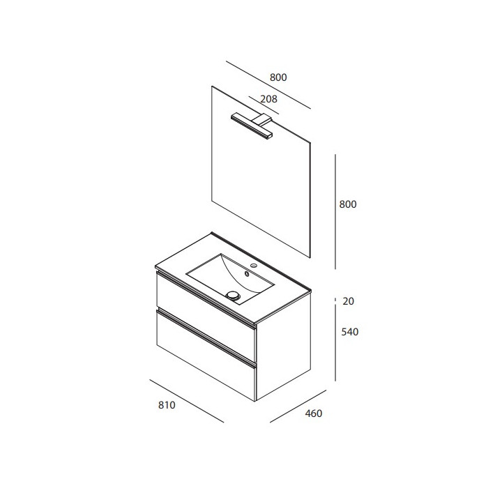 MEUBLE DYNAMIC 80 2 TIROIRS BLANC