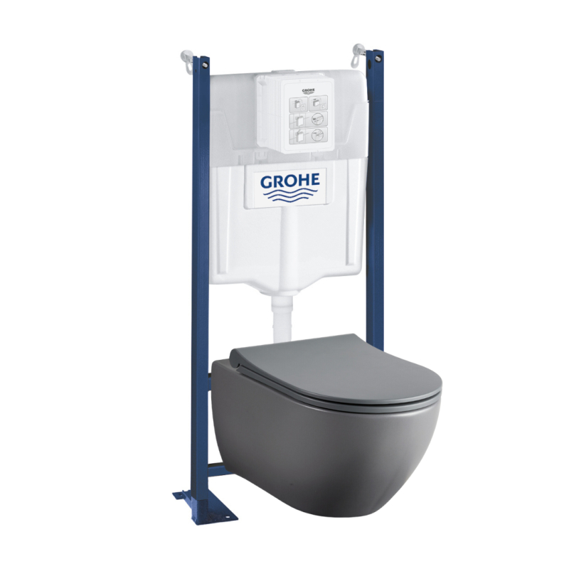 Pack WC suspendu Grohe & Cuvette grise anthracite sans bride