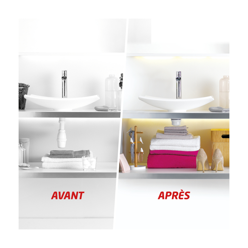 Bonde de lavabo compact avec siphon gain de place D32 Quick-Clac