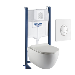 BATI CHASSE GROHE+ REDUCTEUR + PLAQUE BLANCHE + CUVETTE CERES