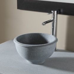 Vasque à poser bol en pierre gris style rétro