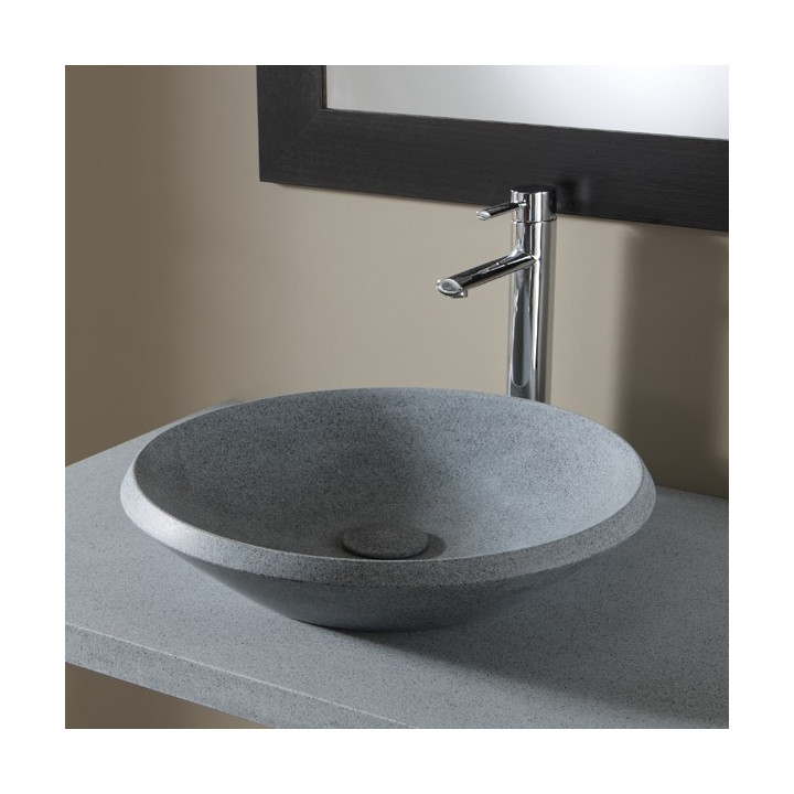 Vasque à poser ronde et plate en pierre